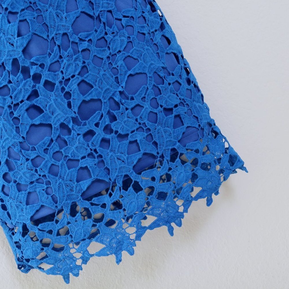 Lulu's Genevieve Royal Blue Off the Shoulder Lace Mini Dress - Picture 7 of 13